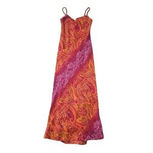 Scarlett Vintage Paisley Maxi Dress Orange Pink Size 7